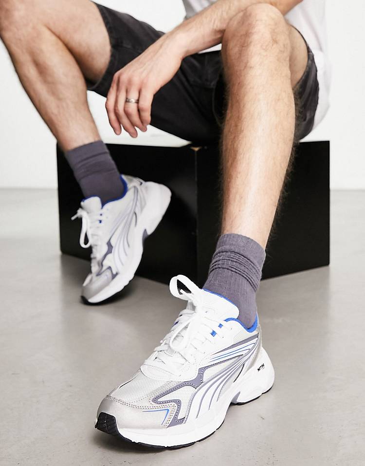 Puma Teveris Nitro Noughties sneakers in silver with blue detail